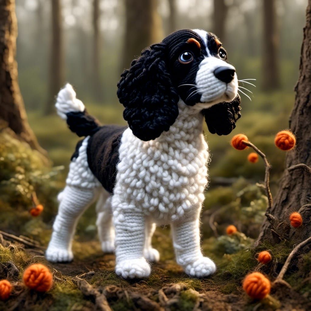Adorable 3D Yarn Art of a Springer Spaniel