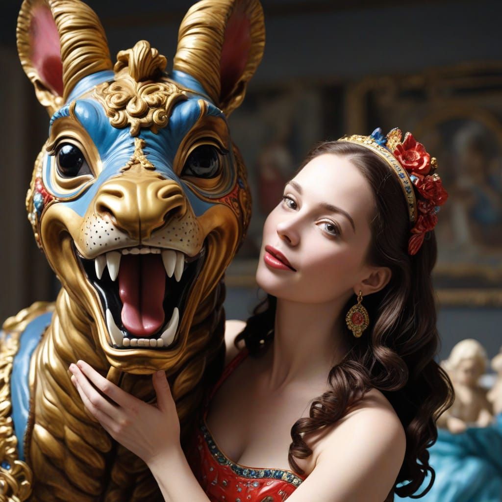 Baroque Portrait of a Compassionate Friend Amidst Vibrant Al...