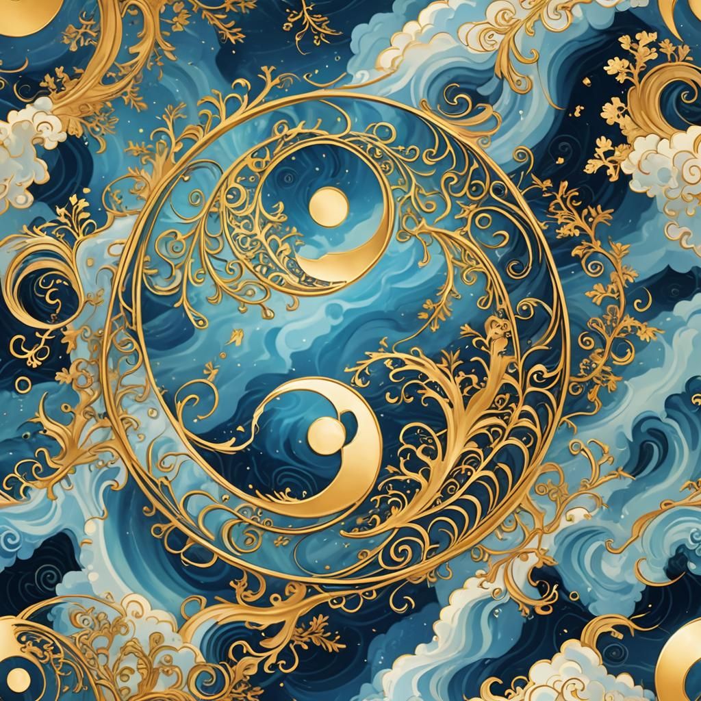 Yin Yang Symbol with Ocean and Forest