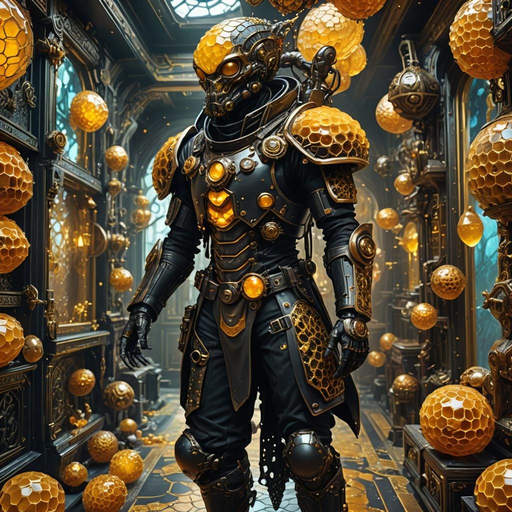 Steampunk Alien Hallway with Honey Figure