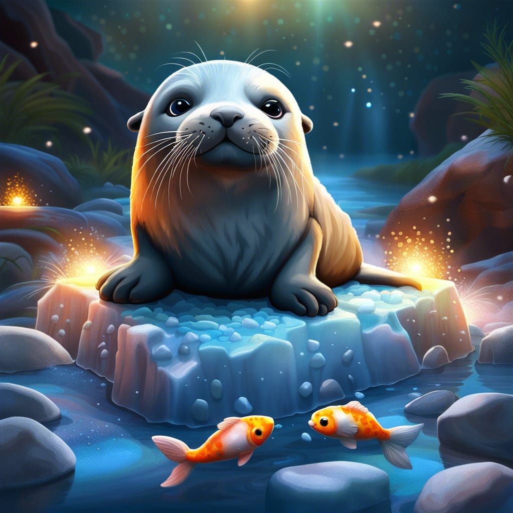 Hyperrealistic Sealion in Candyland Art Style