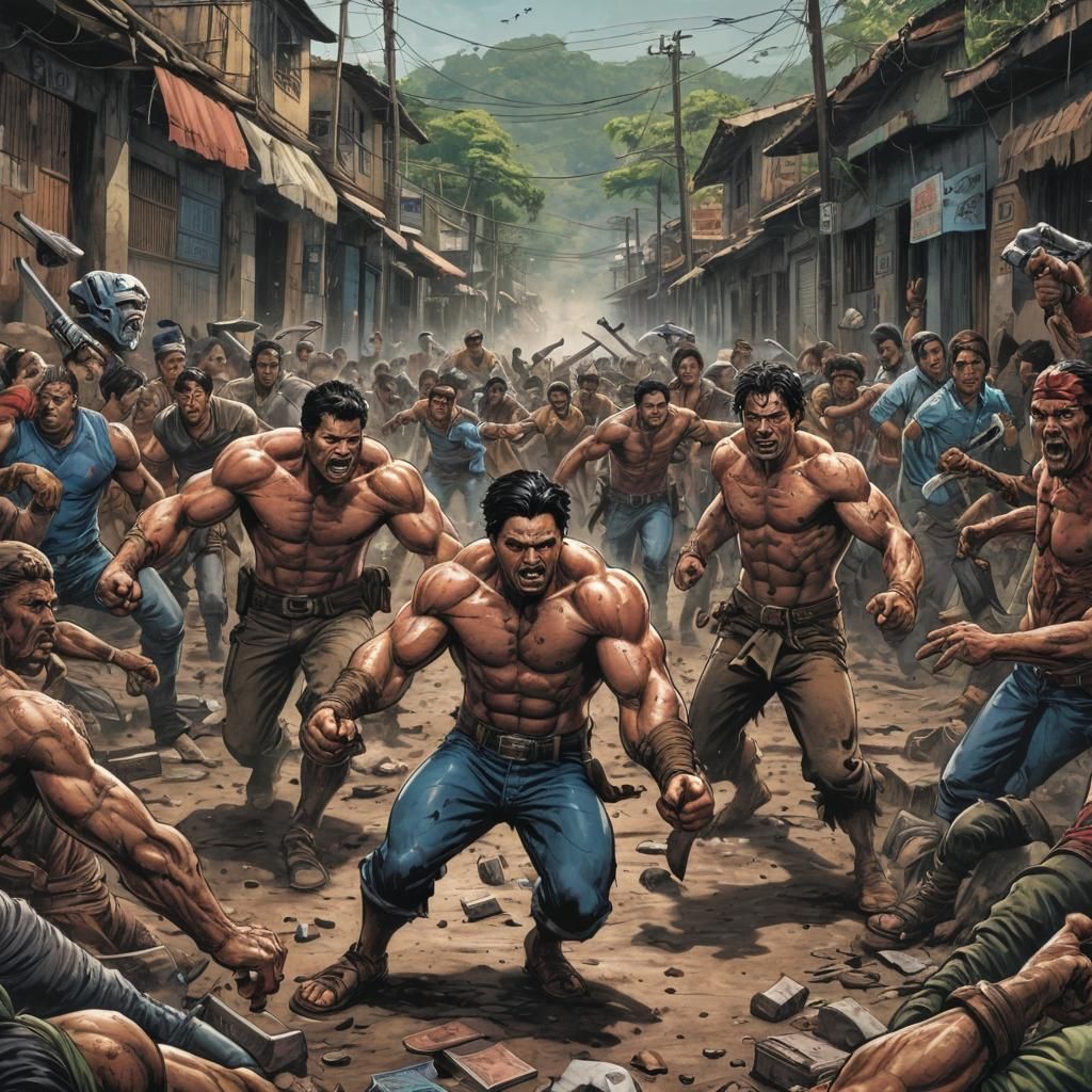 Cockfight in Chinandega: Comic Book Art Style