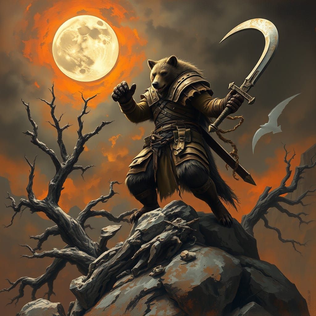 Cyberpunk-Style Warrior Surveys Apocalypse