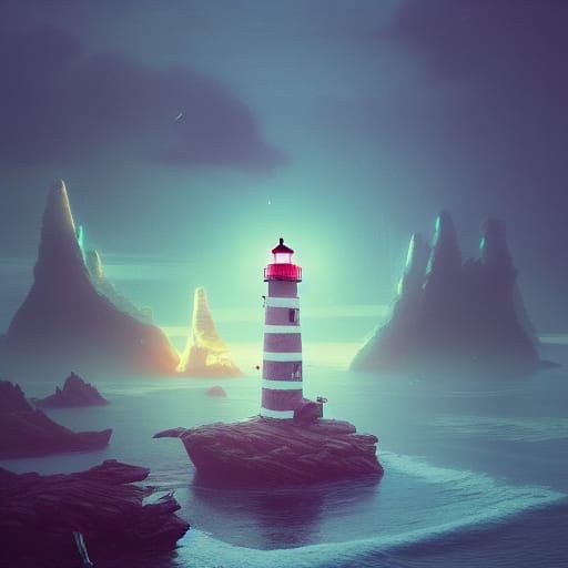 Lighthouse on Floating Island: Digital Photo Manipulation