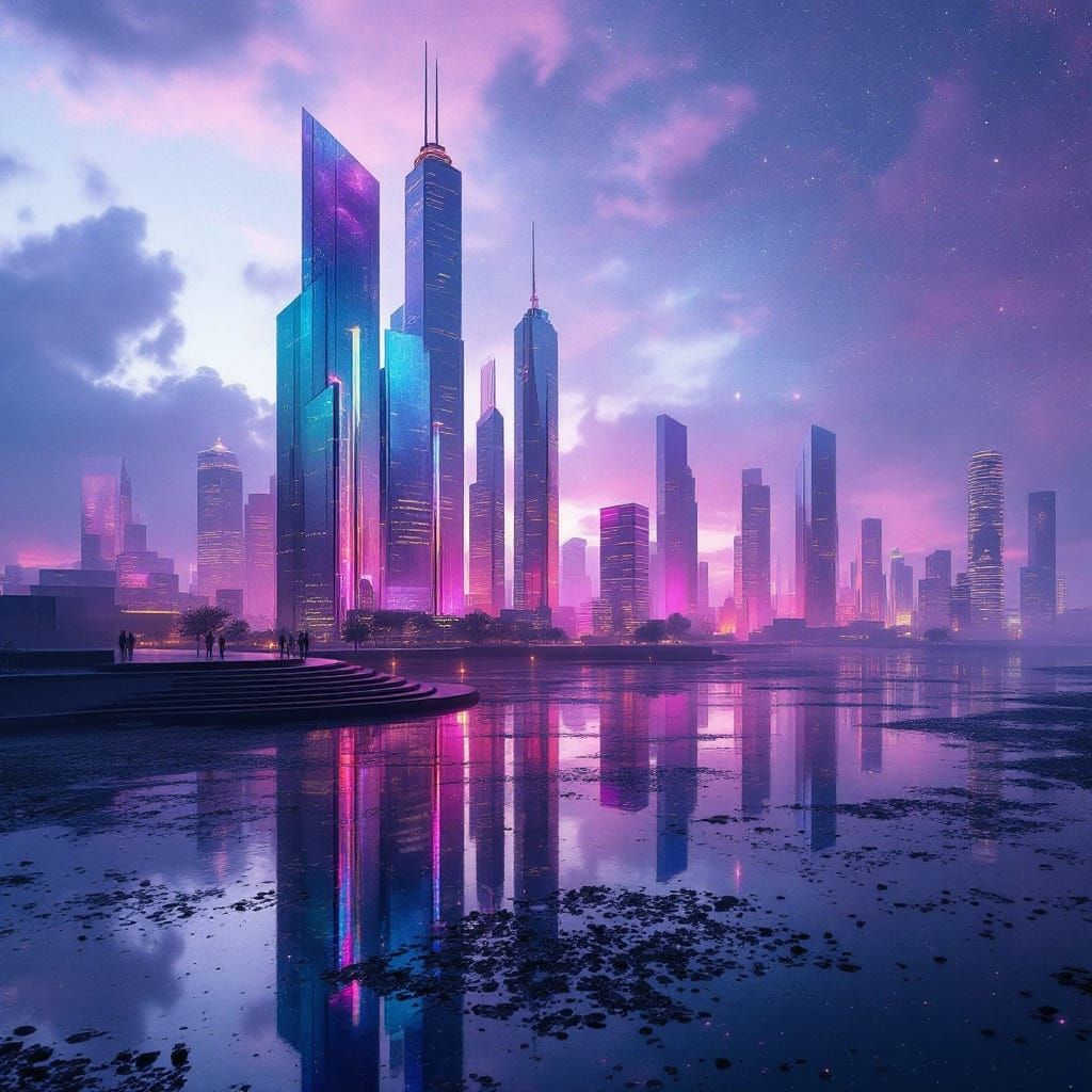 Futuristic City in Glass, Atmospheric Perspective