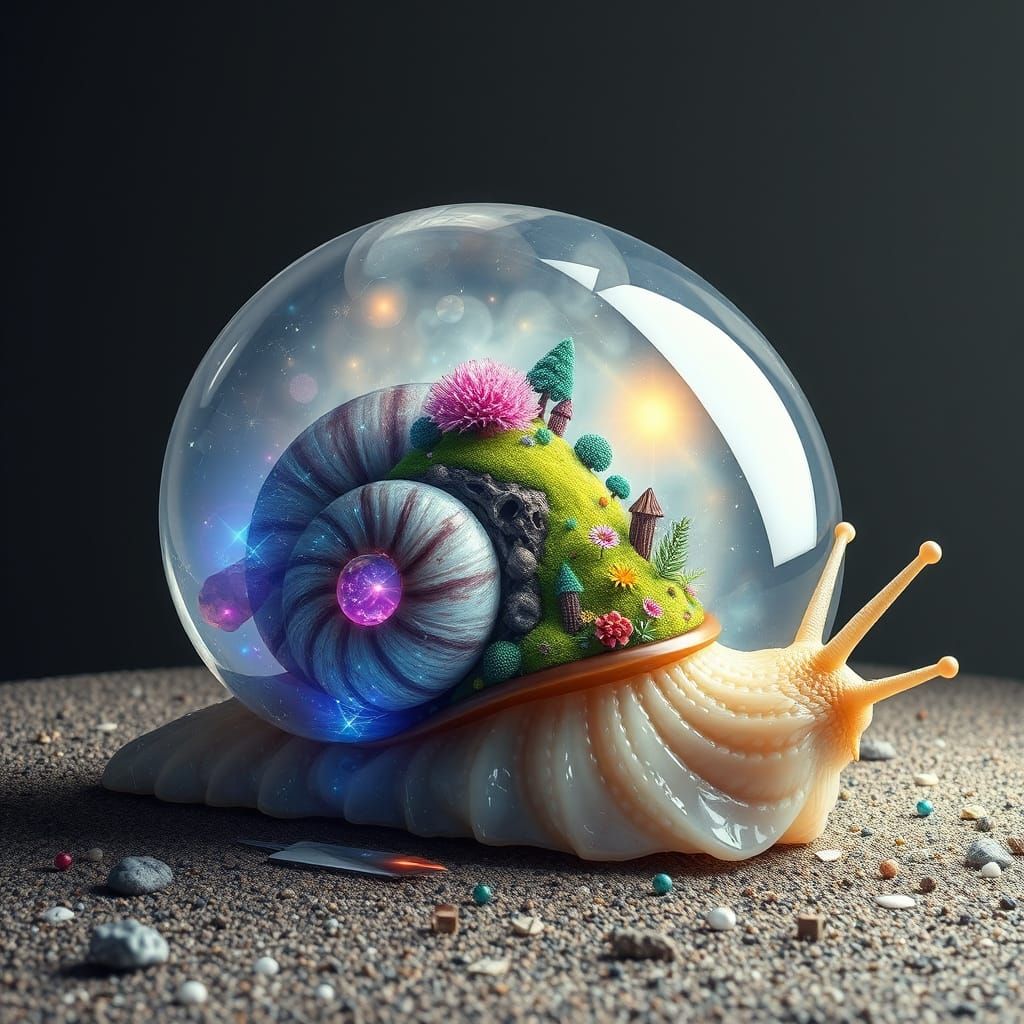 Giant Snail with a Crystal Shell World