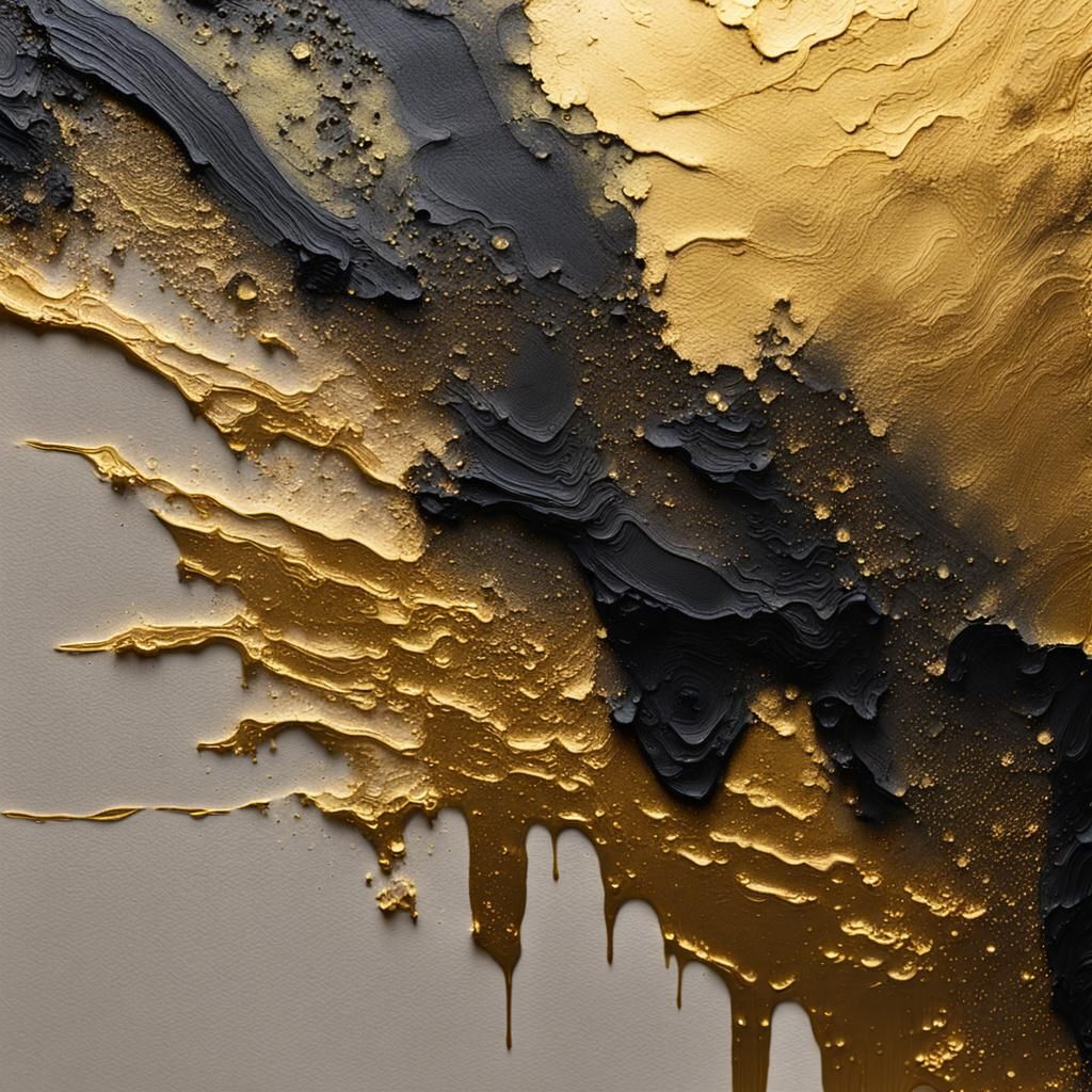 Piece of paper with golden and black structure paste