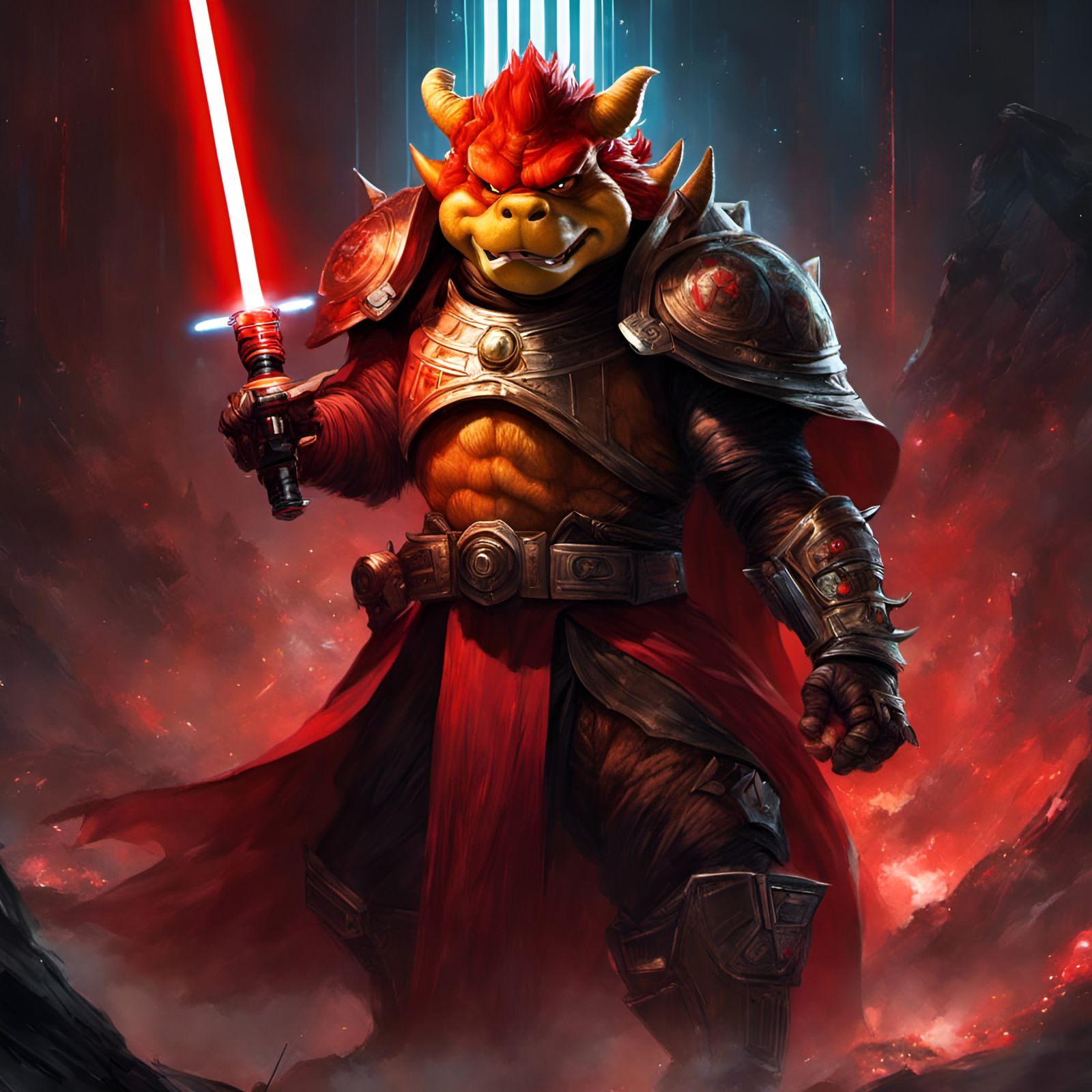 Bowser as Sith Lord with Lightsaber