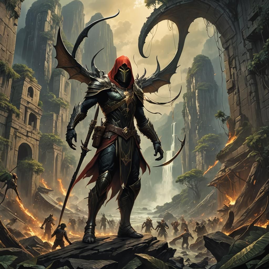 Elves in Fiery Battle, Dark Fantasy Art