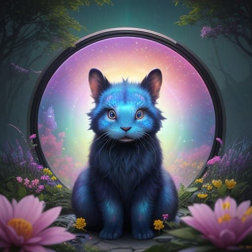 Adorable Alien Critter Basks in Vibrant Floral Paradise