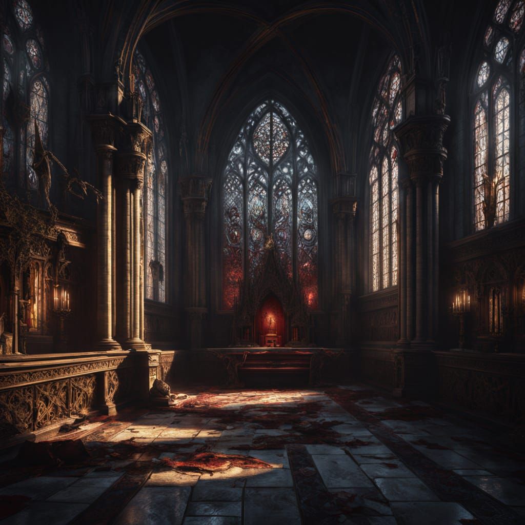 Gothic Sloth King on Crumbling Throne in Ancient Cathedral