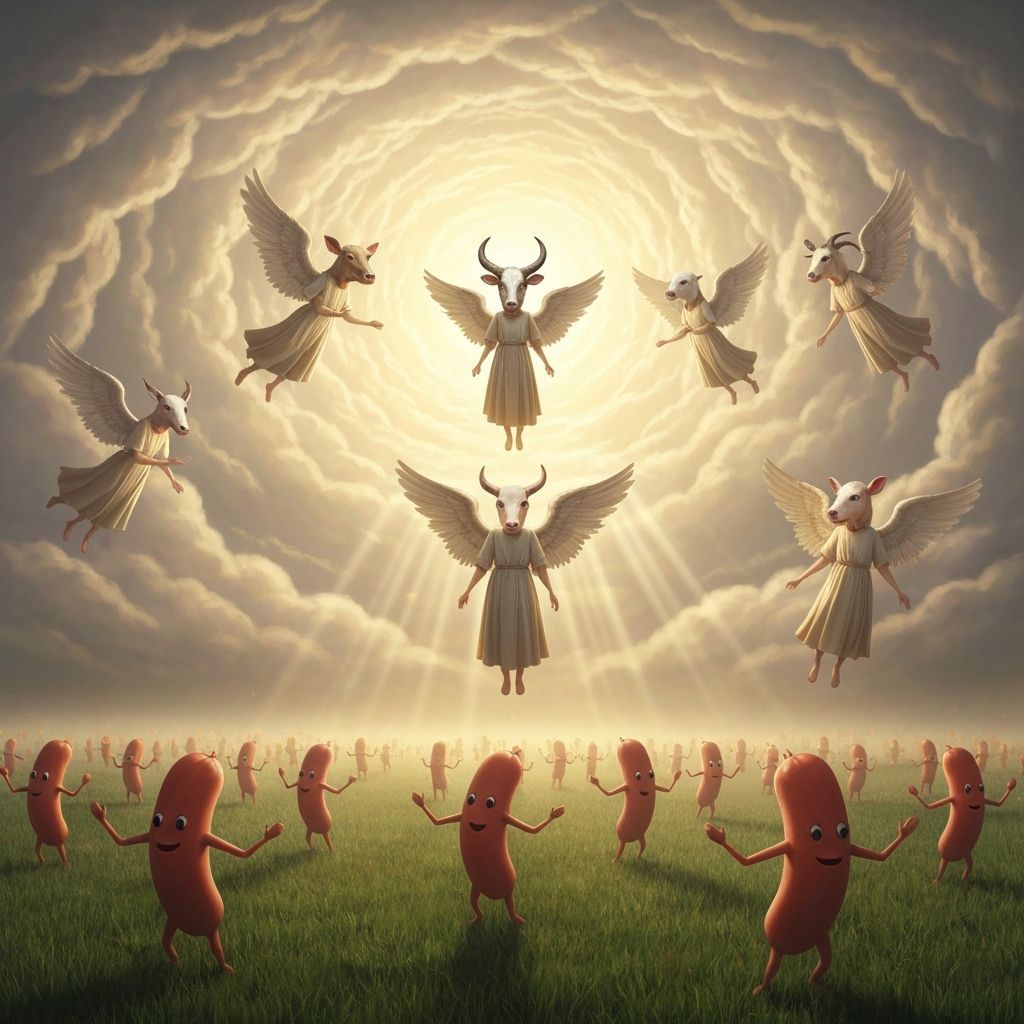 Divine Farm Animal Angels Descend in Whimsical Concept Art