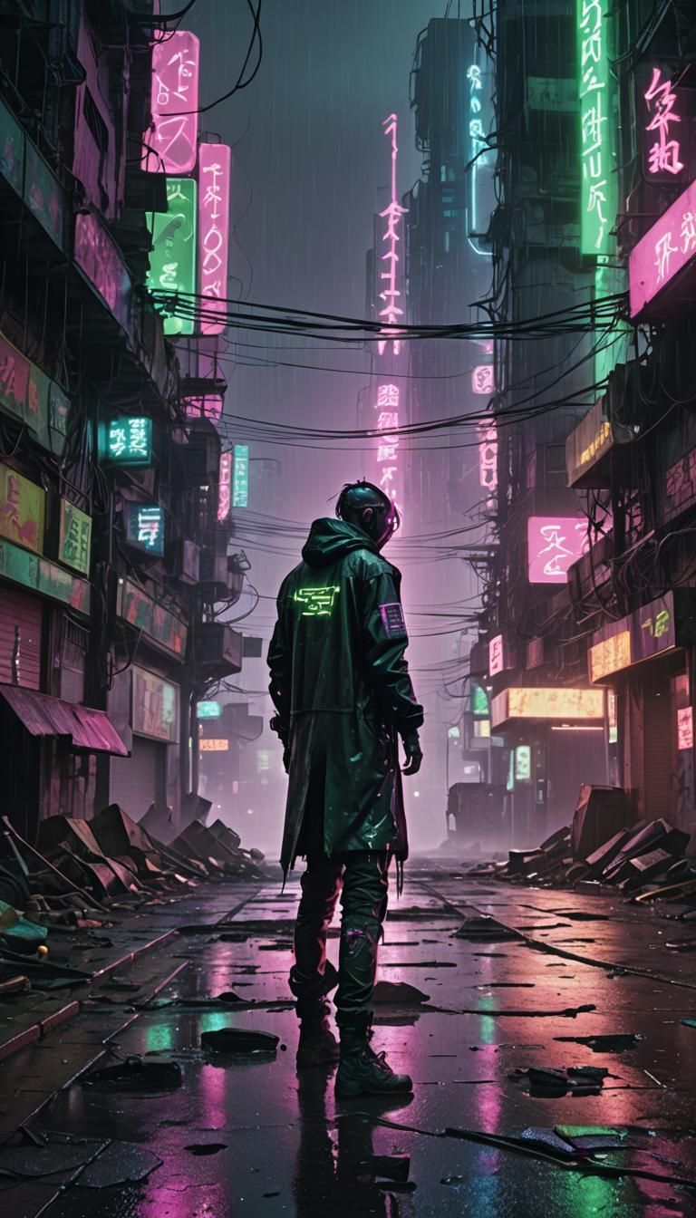 Cyberpunk Dystopia: Neon-Lit Ruins in High Resolution