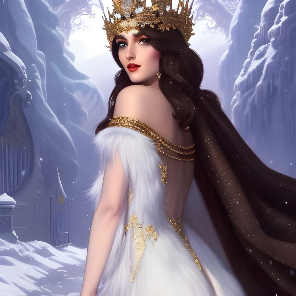 Snow Queen Portrait in Ornate Digital Art Style