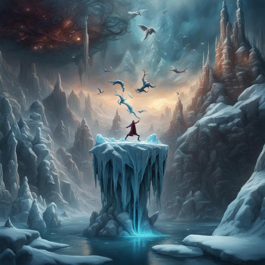 Fantastical Landscape in Deep Color, Detailed Matte Painting