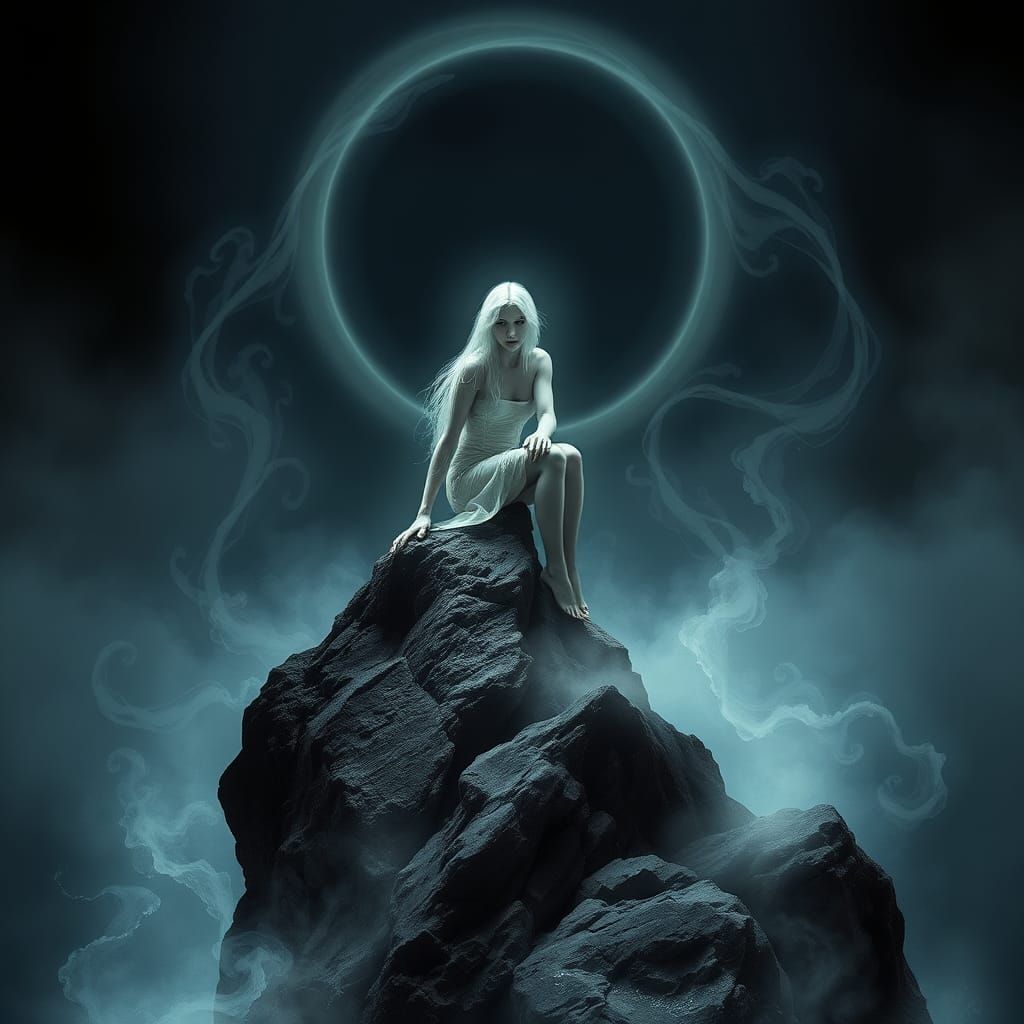 Mystical Selkie in Moonlit Gothic Landscape