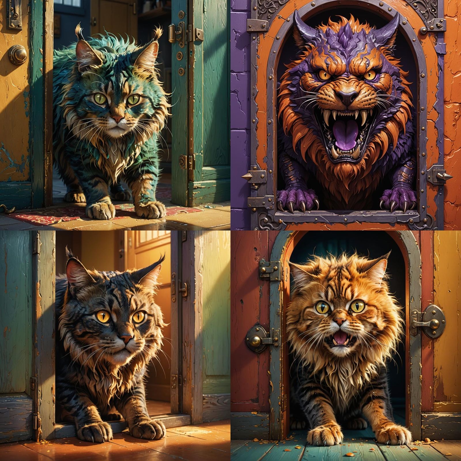 Monster Cat Attempts Pet Door Entry - Hyperrealistic Splash ...