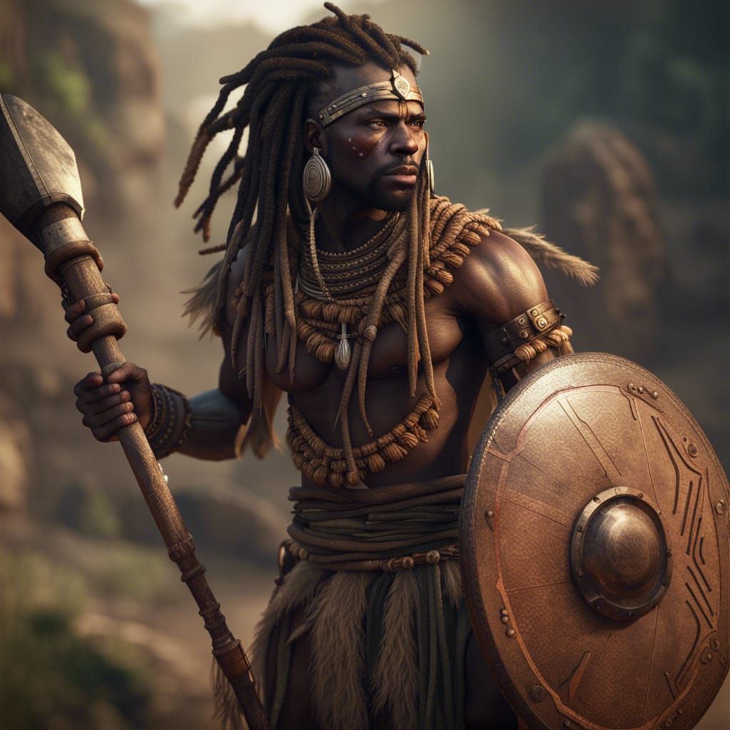 Epic African Warrior in 3D Cinematic Style