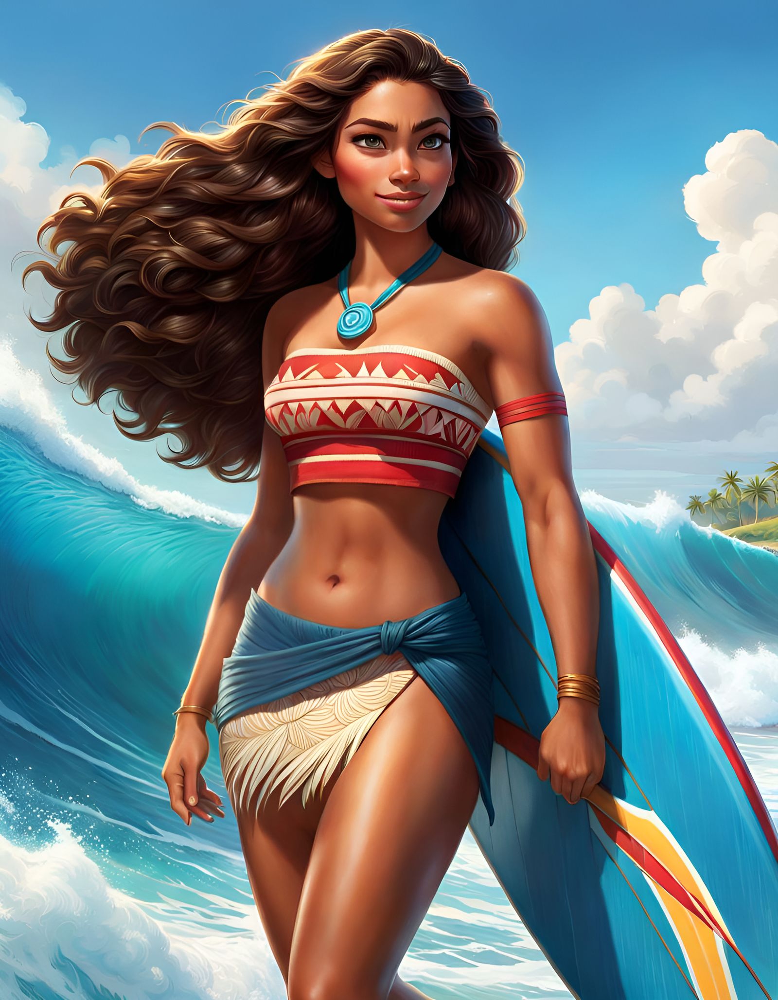 Moana the Surfer: Hyperrealistic Digital Art