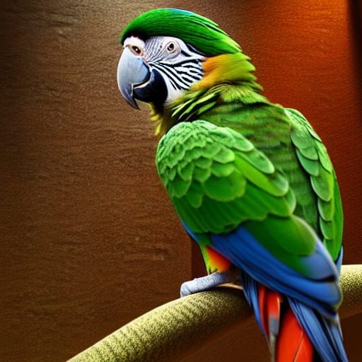 Parrot Transformation in Steampunk Landscape, Hyperdetailed