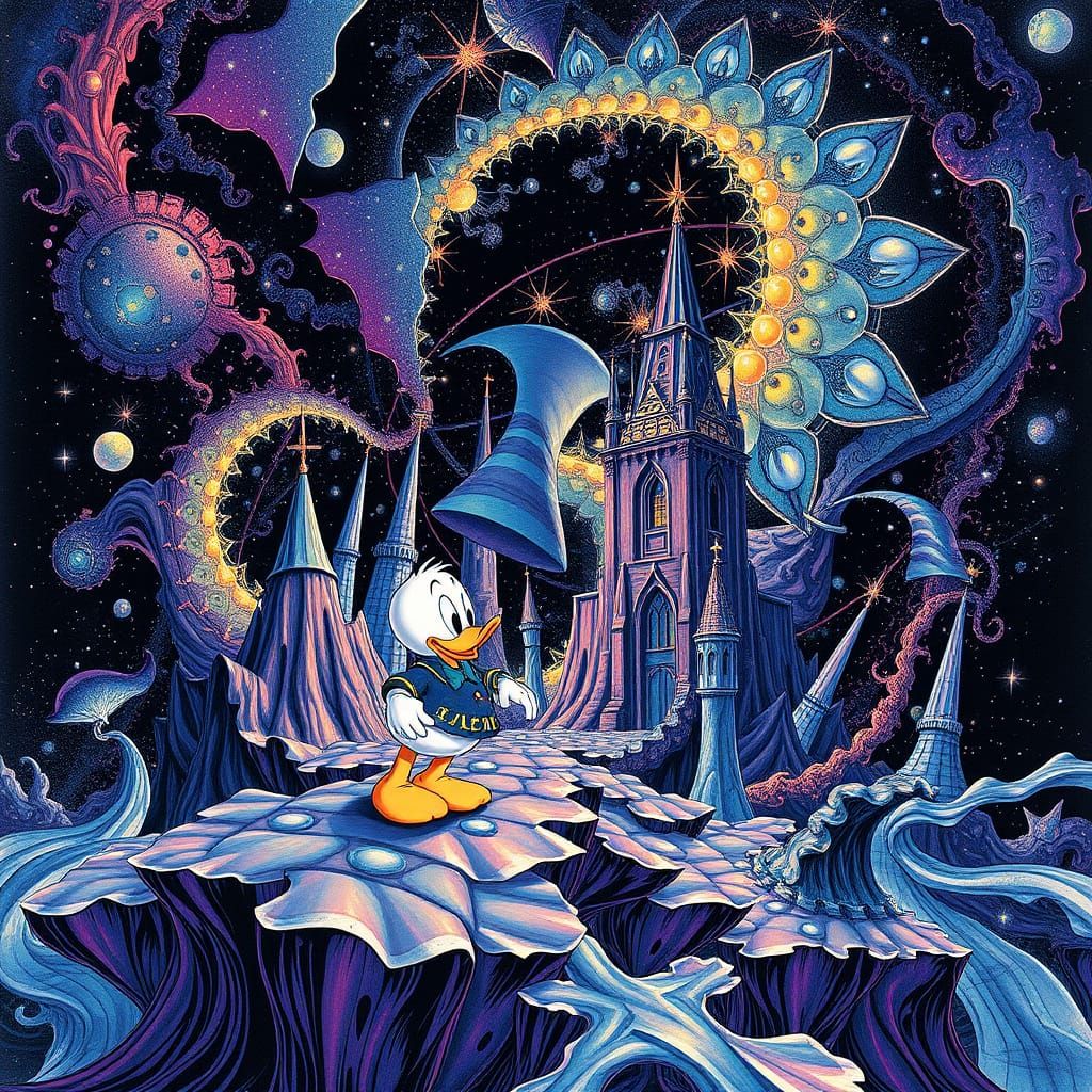 Abstract Quantum Fractal with Alcoholic Ink Style