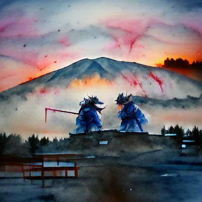 Samurai Warrior in Combat Stance