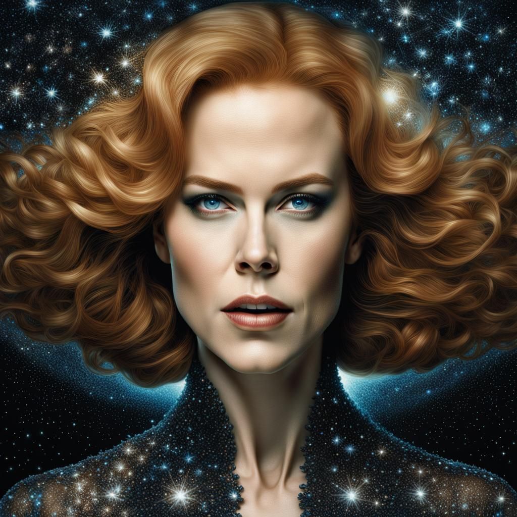 Surreal Portrait with Glowing Spine of Stars