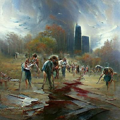 Zombie Apocalypse Oil Painting