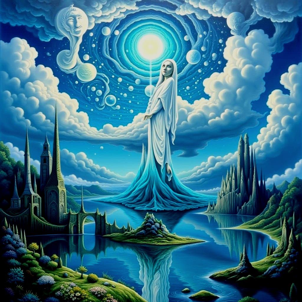 Esoteric Beauty God Gazing from Clouds