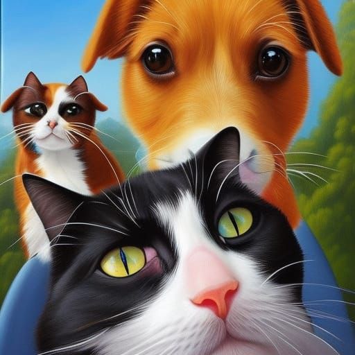 Humorous Animal Selfie as Oil Painting