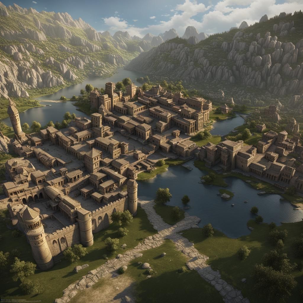 Taxila Pakistan Medieval City in Dark Fantasy Style