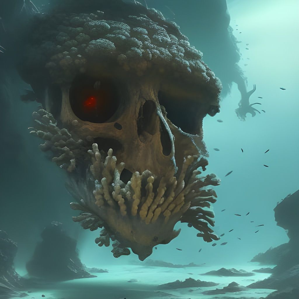 Underwater Coral Skull: A Dark Fantasy Masterpiece