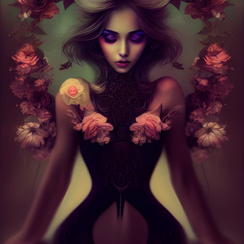 Beautiful Woman with Intricate Eyes in Digital Art