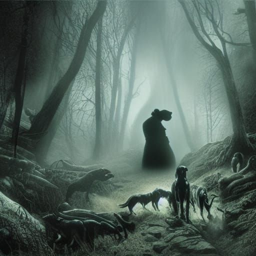 Dramatic Hound of the Baskervilles Digital Painting