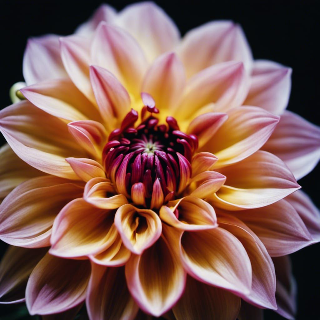 Macro Shot of a Dahlia Flower on Black