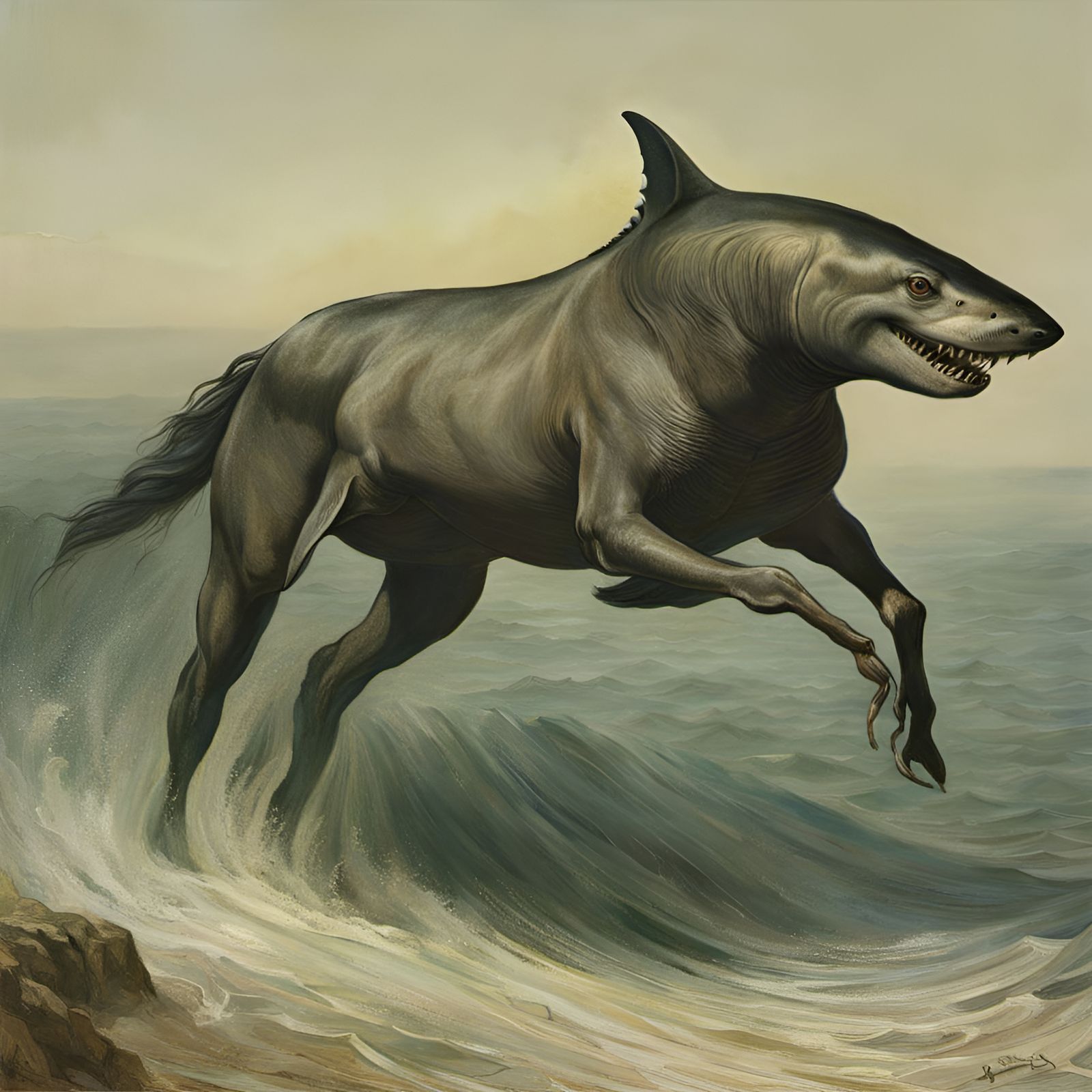 Centaur-Shark Hybrid Animal in Surreal Style