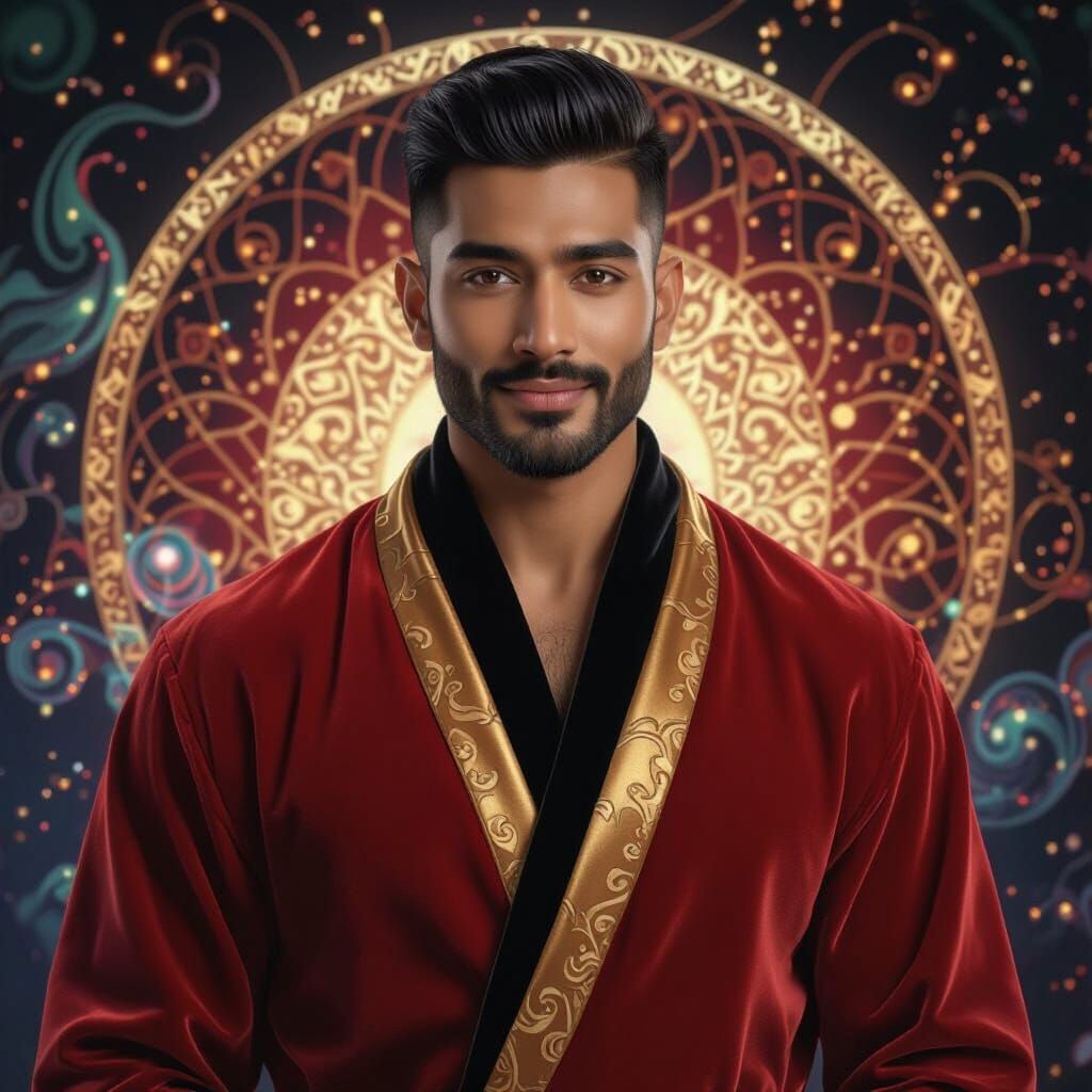 Radiant Man in Velvet Robe, Klimt Style