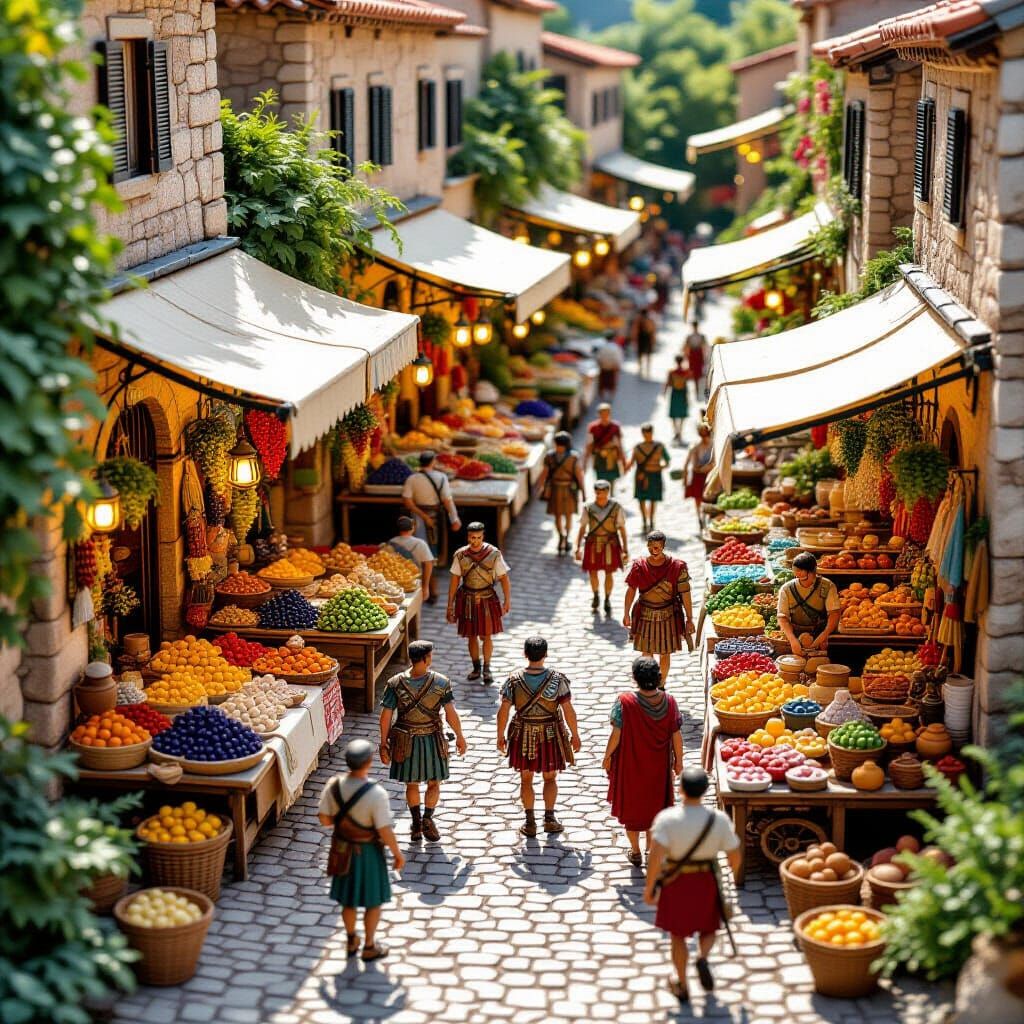 Bustling Roman Marketplace Miniature Diorama