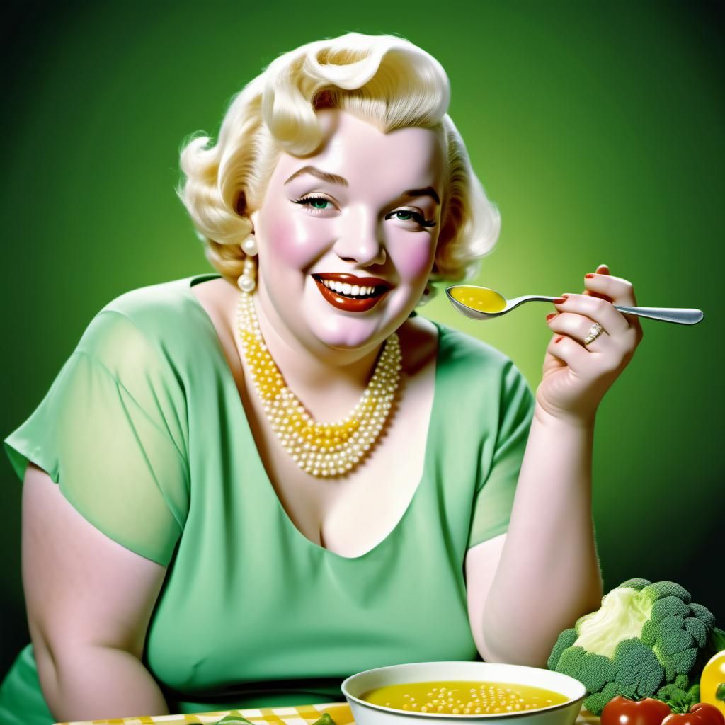 Obese Marilyn Monroe in 50s Pin-Up Style