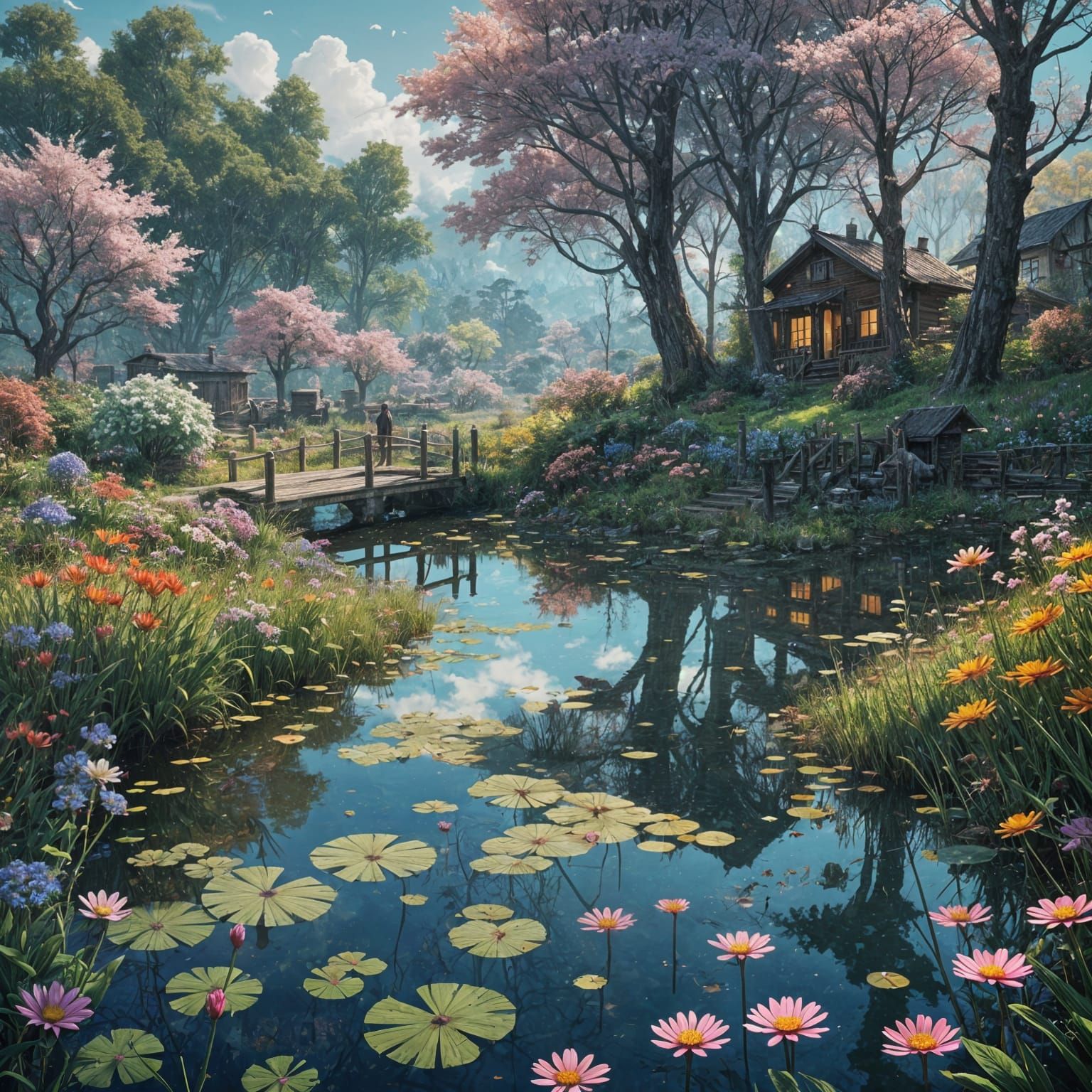 Ethereal Winter Wonderland in Baroque Shadow Art Style