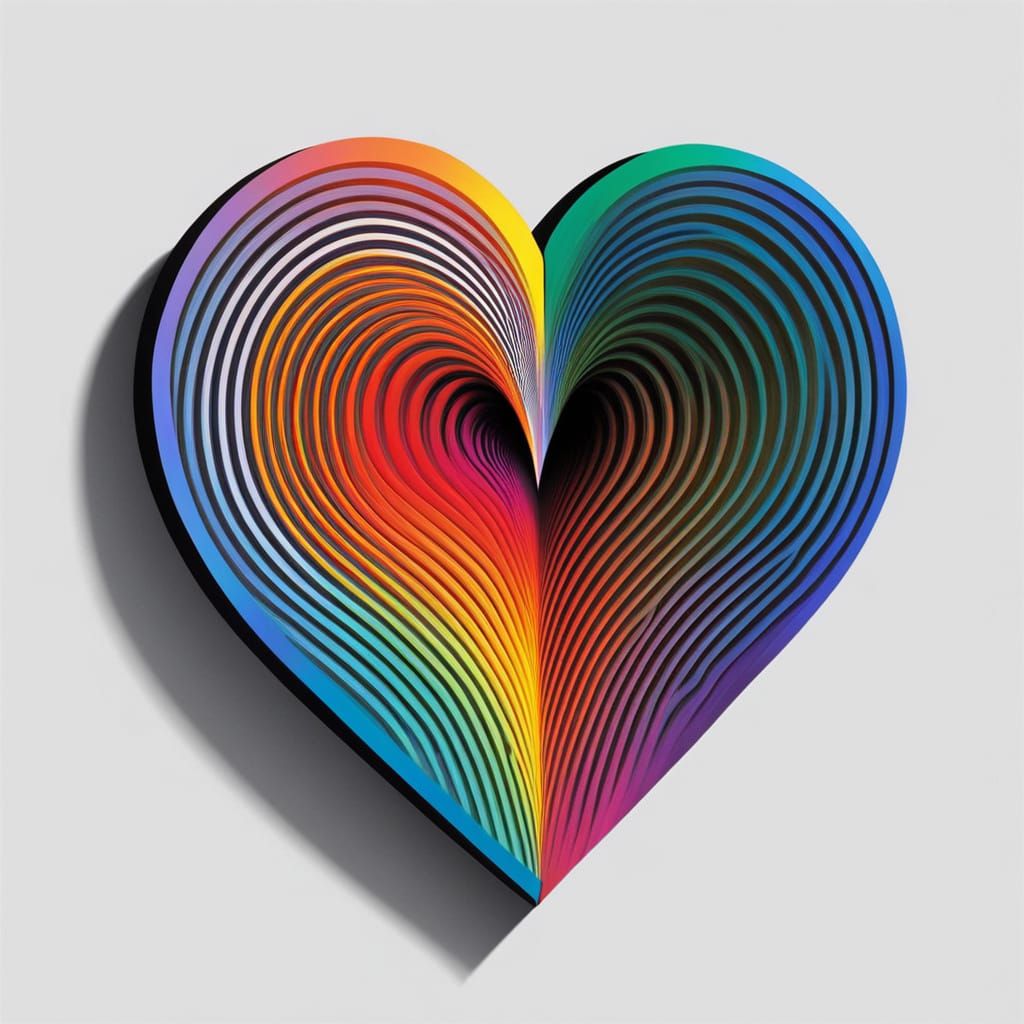 Bulging Heart Optical Illusion in Vibrant Colors