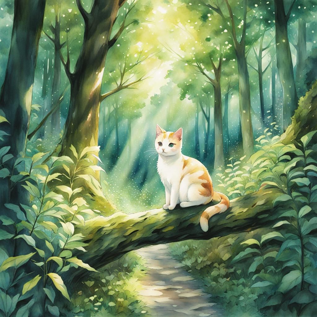 Anime forest cat