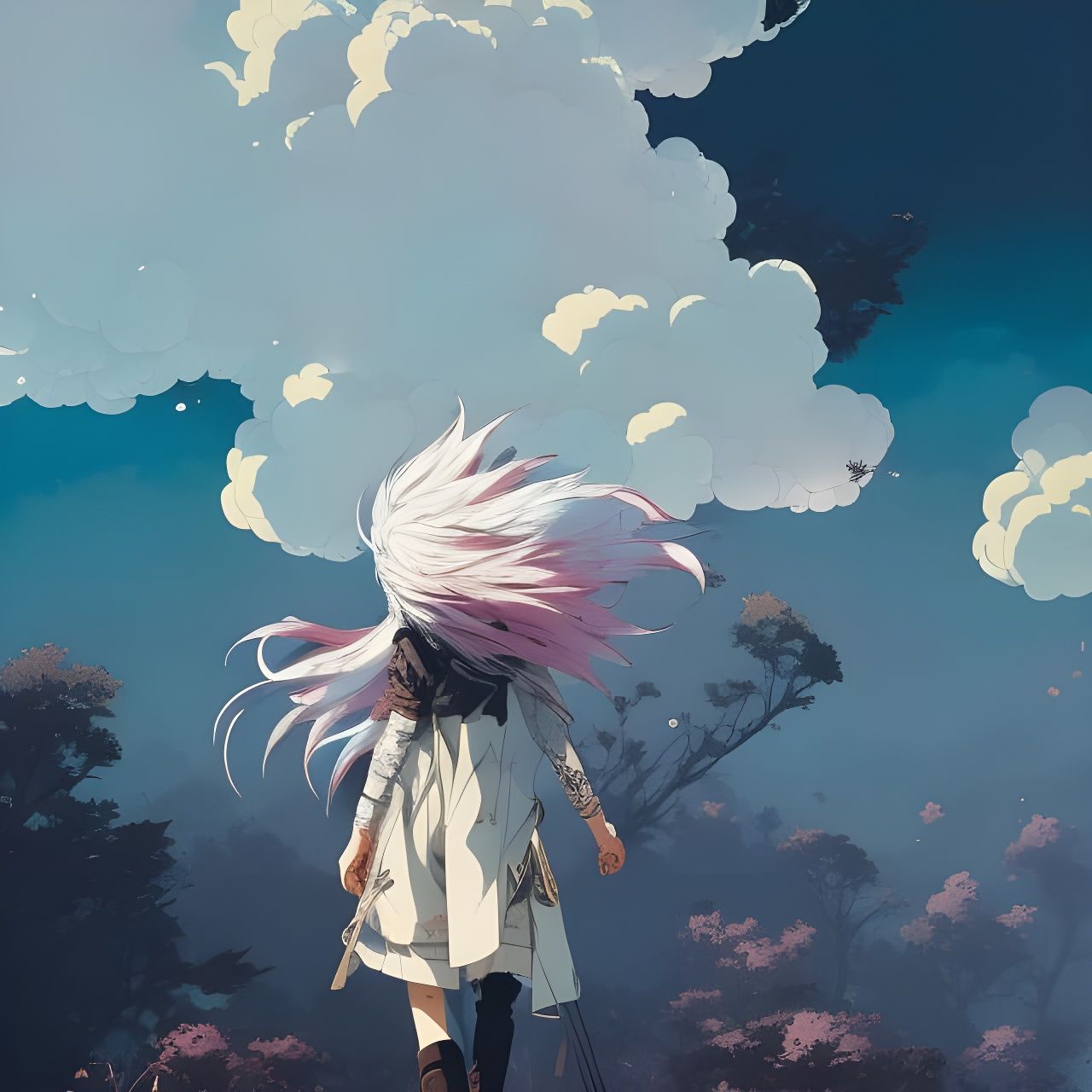 Girl with Cloud Hair: Hyperdetailed Digital Illustration