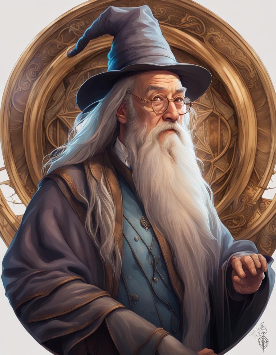 Albus Dumbledore Portrait in Hyperdetailed Style