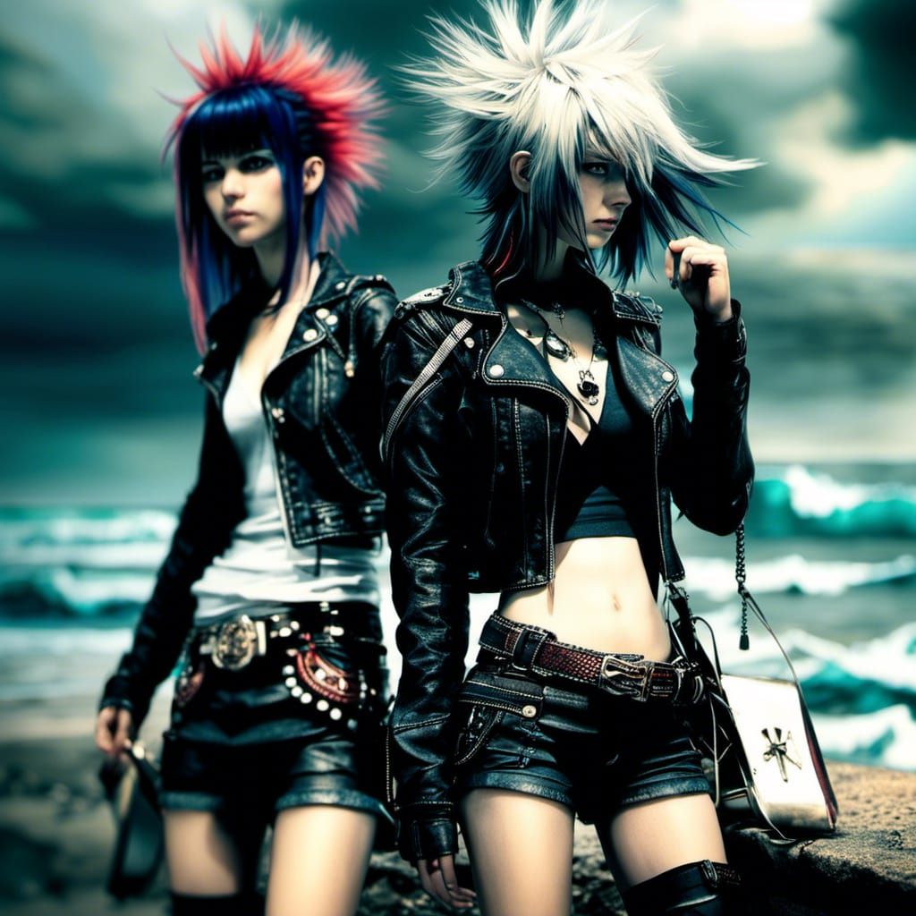 Punk Girls' Beach Day: Cinematic Masterpiece