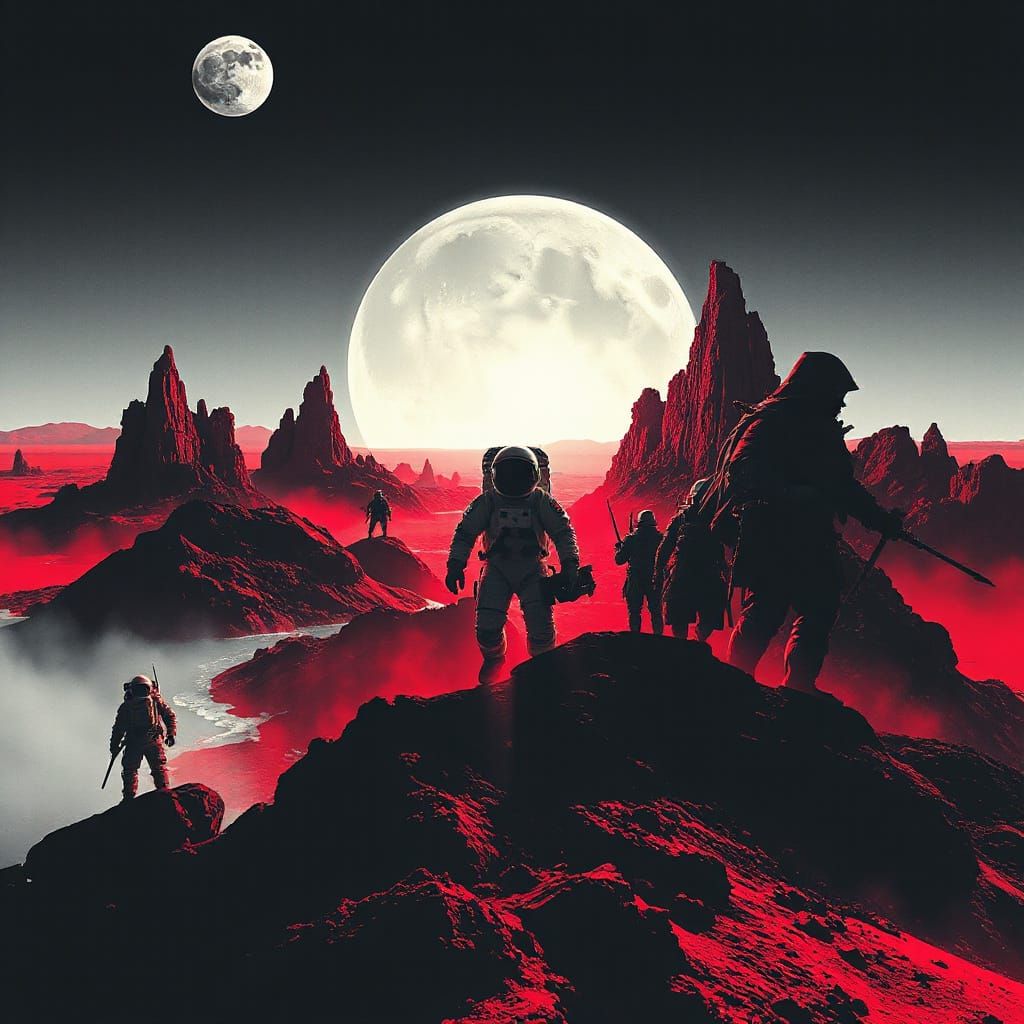 Epic Astronaut in Ancient Fantasy Landscape