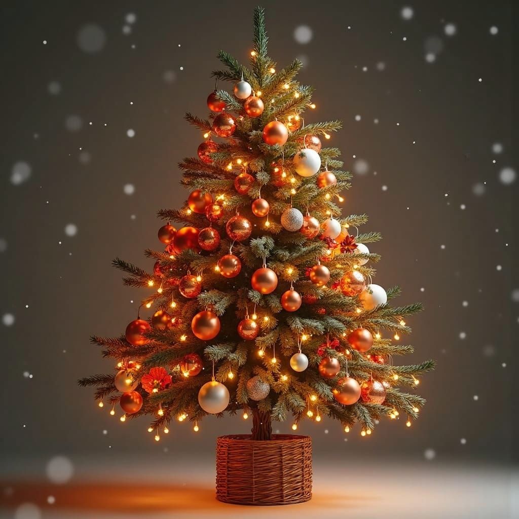 Majestic Christmas Tree with Baubles and LED Lights