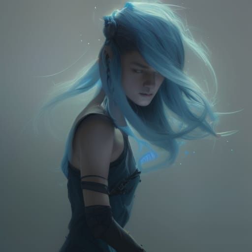 Air Genasi Portrait in Dark Fantasy Style