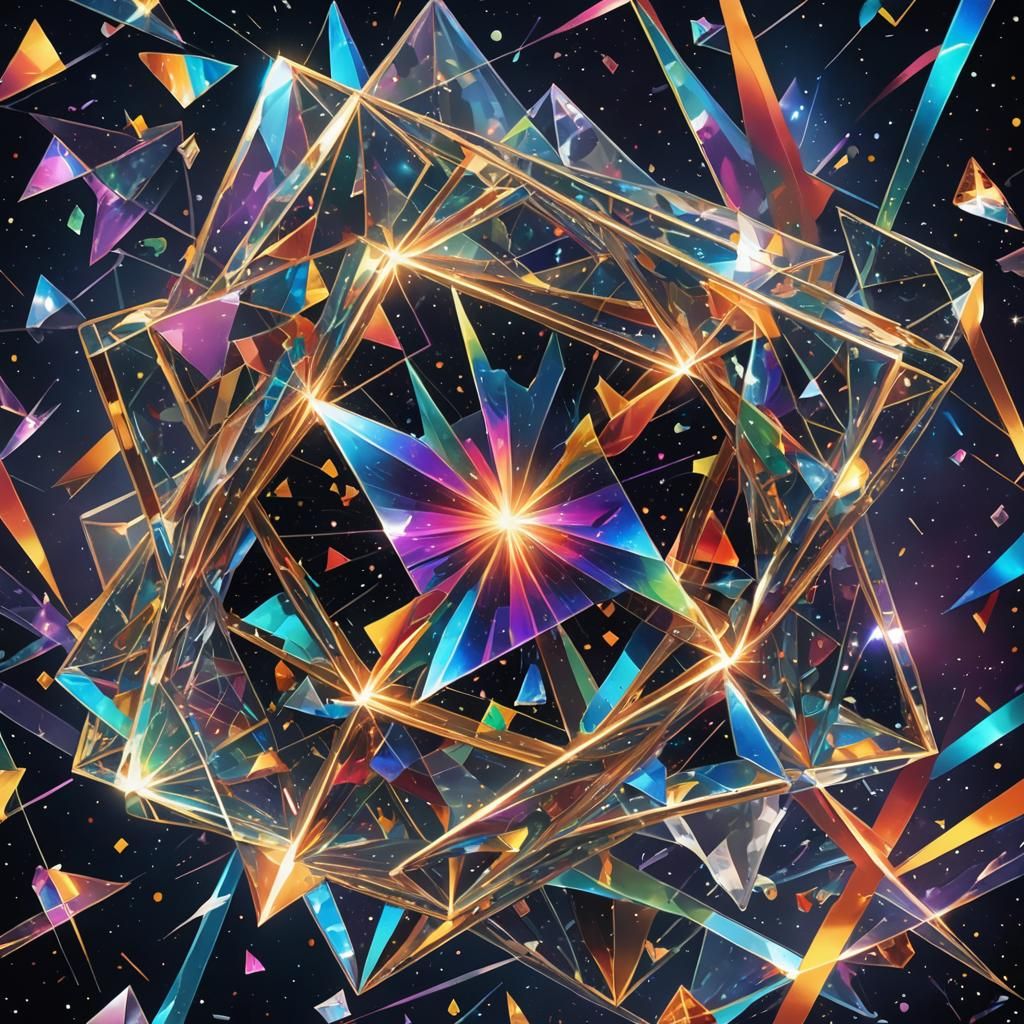 Refracted Rainbow Light Through Shattered Prism, Holographic...