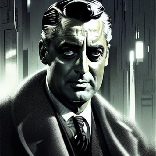 Cyberpunk Detective in Film Noir Style